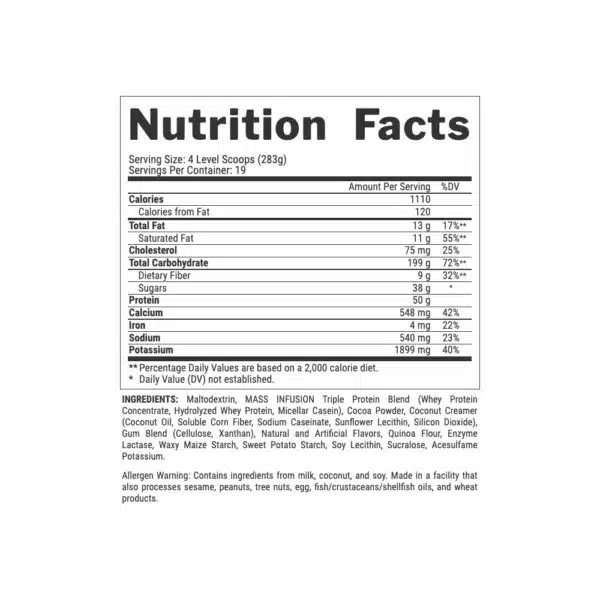 Nutrex Mass Infusion Chocolate | The Ultimate Muscle Mass Gainer – 5 KG - Image 2